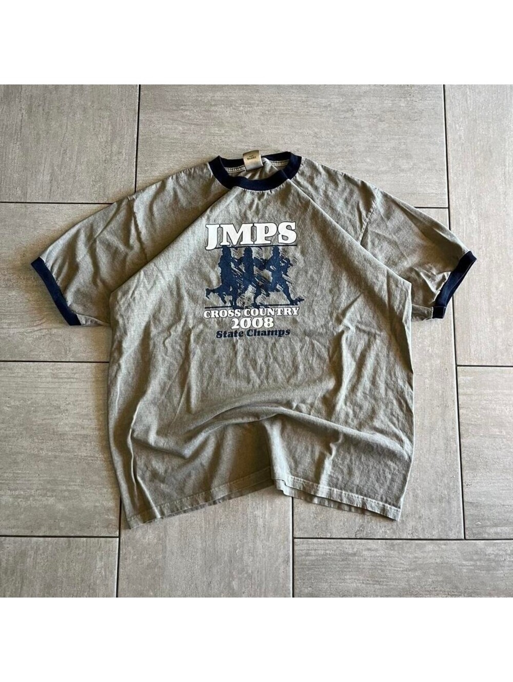 Anvil Chroma Cross Country 08 State Champs Grey Ringer Tee